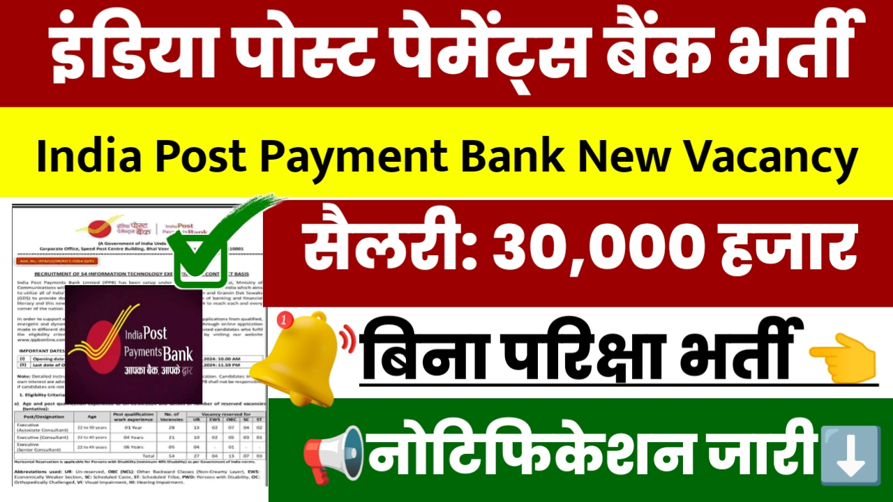 India Post Payments Bank New Vacancy